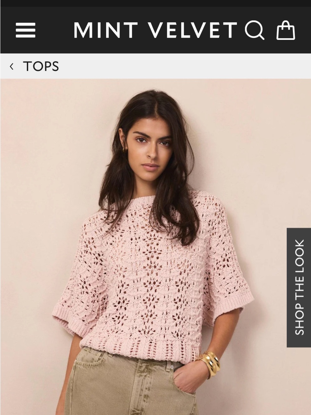 Women’s Open-Knit Short Sleeve Turtleneck Sweater - Blush